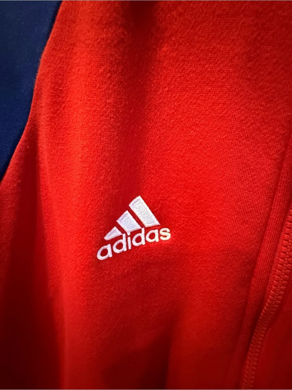 adidas FC Bayern Munchen Red Blue Bomber Track Jacket Three Stripes Men Size XL